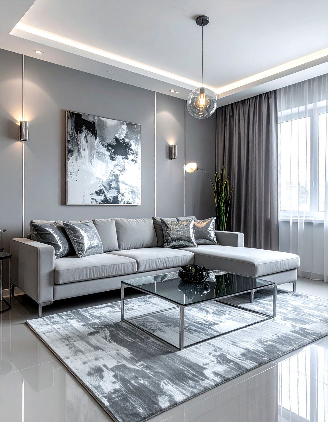 Metallic gray living room - 30 gray living room decor ideas