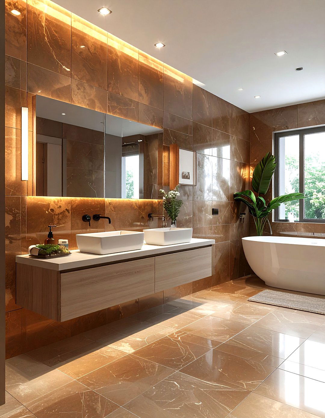 Metallic porcelain tile bathroom - 30 porcelain tile bathroom ideas