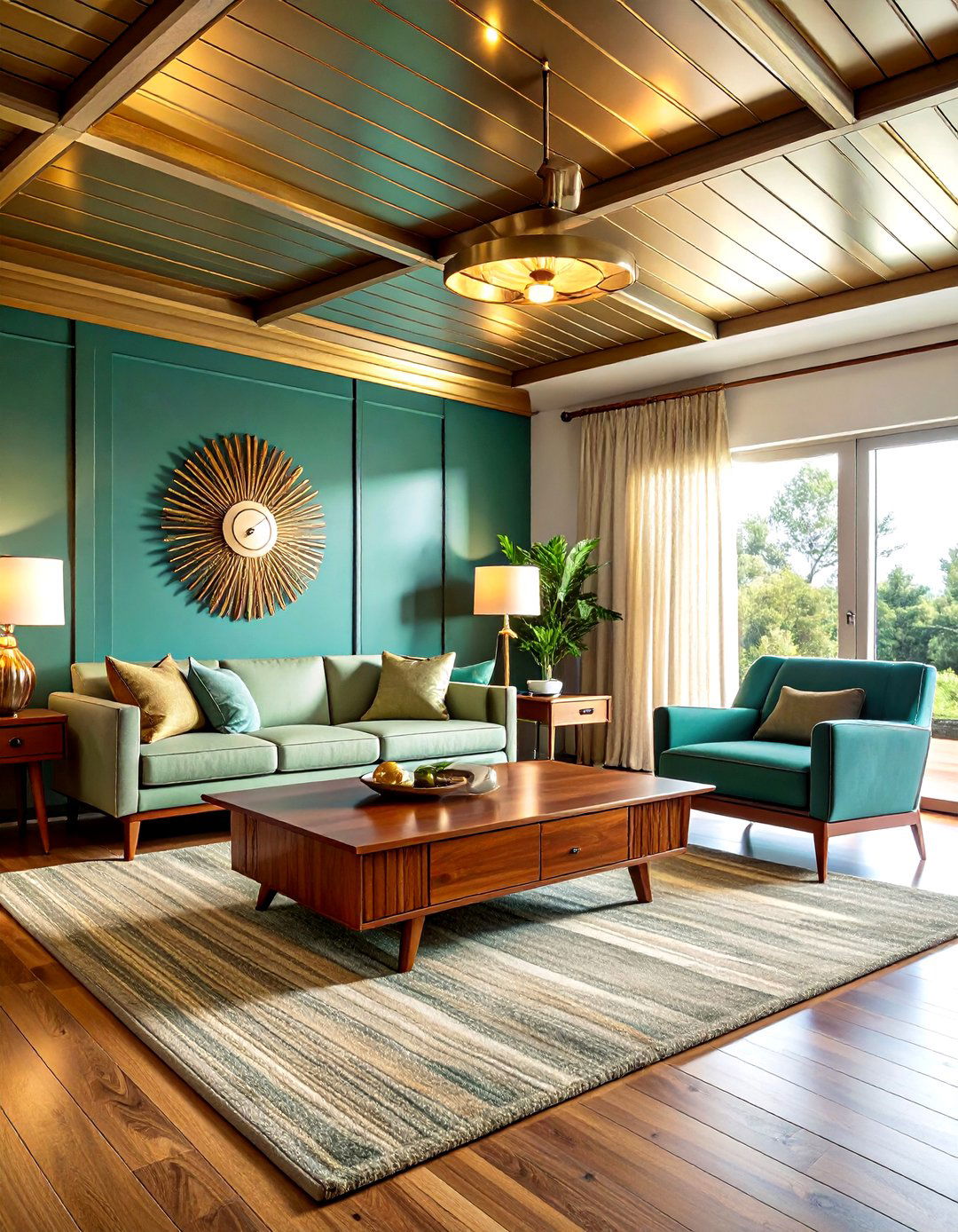 Metallic tin ceiling - 30 living room tin ceiling ideas