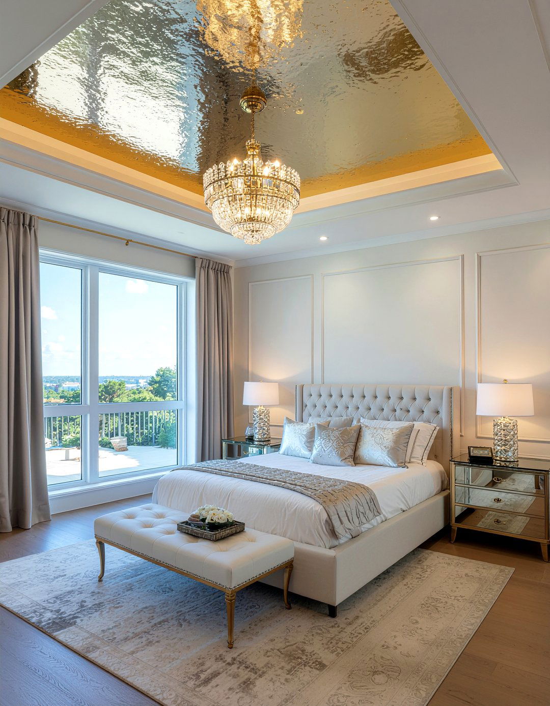 Metallic tray ceiling - 30 bedroom tray ceiling ideas