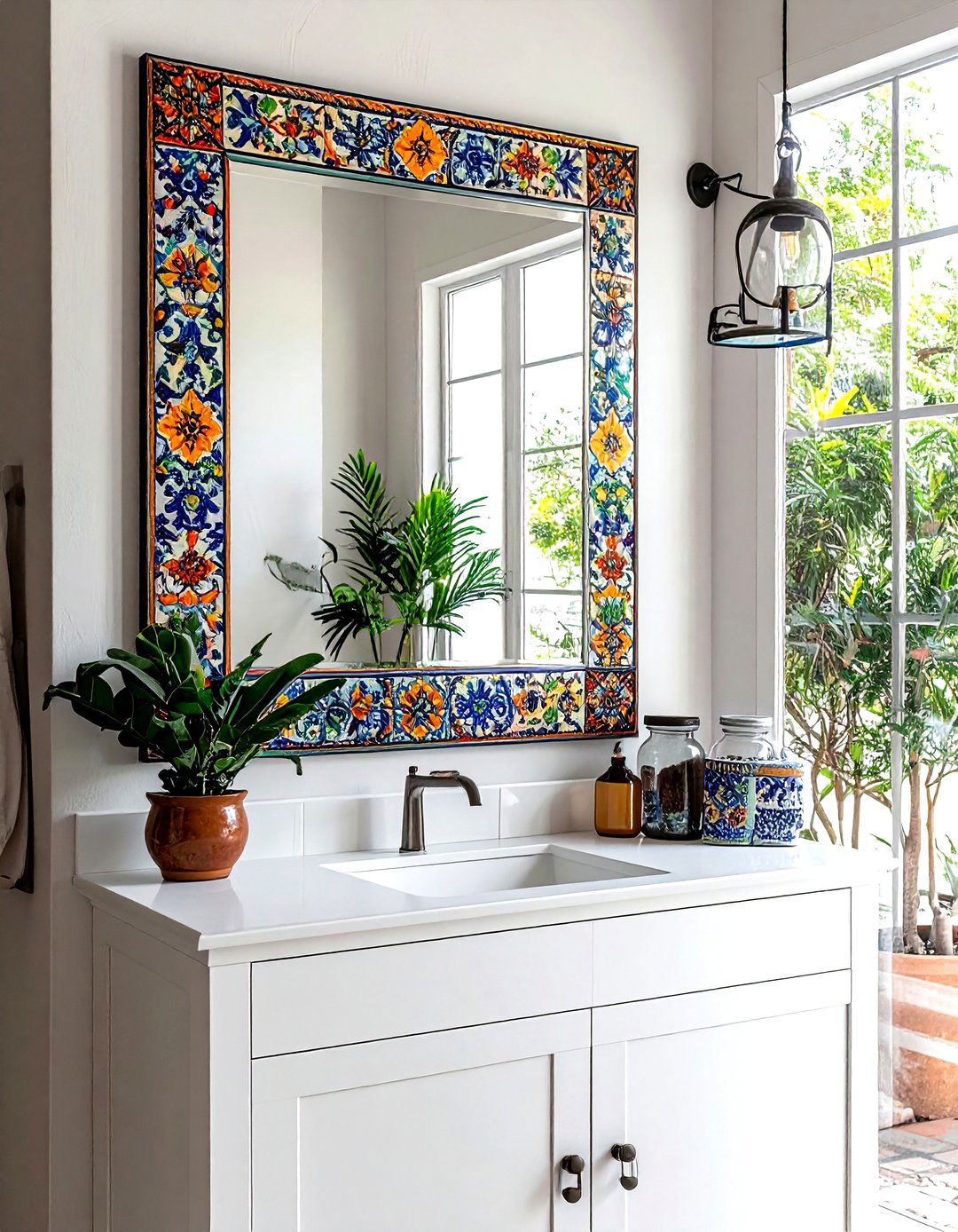 Mexican Tile Mirror - 30 Mexican tile bathroom ideas
