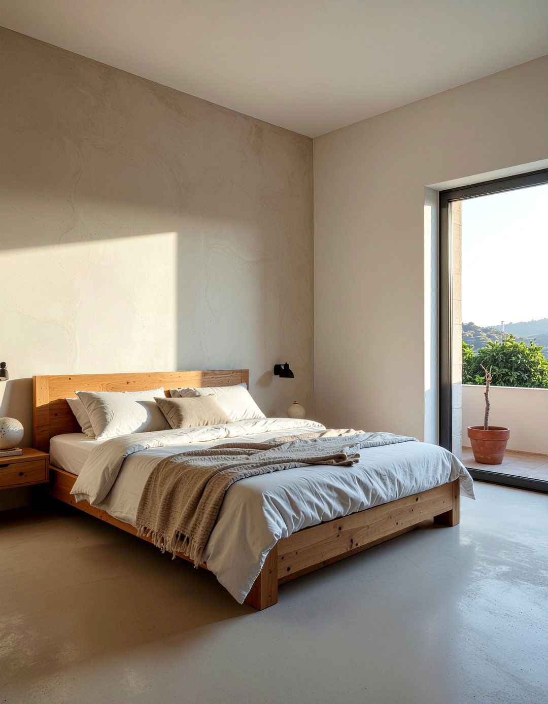 Microcement bedroom wall - 30 bedroom wall texture ideas
