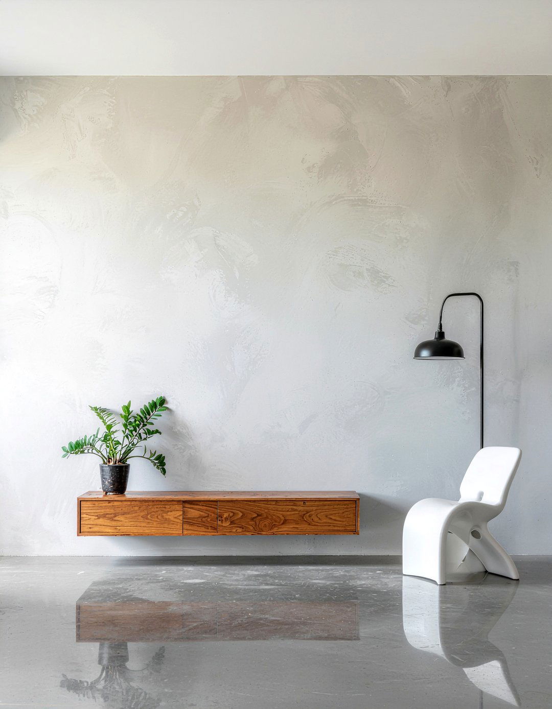 Microcement living room wall - 30 concrete living room ideas