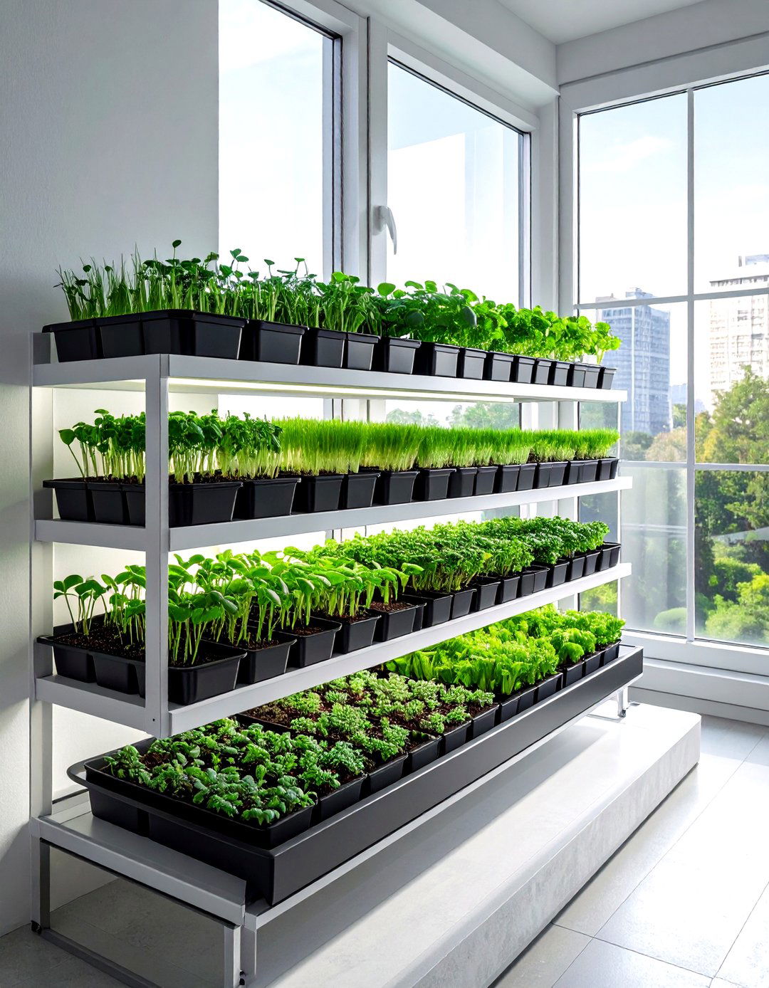 Microgreen Growing Window - 30 kitchen garden window ideas