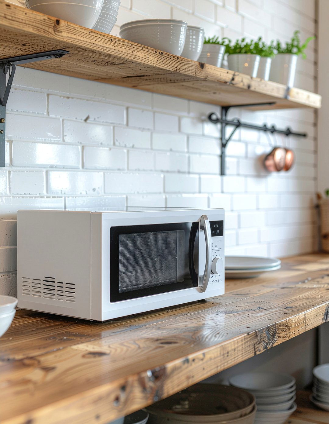 Microwave On Open Shelf - 30 kitchen microwave ideas