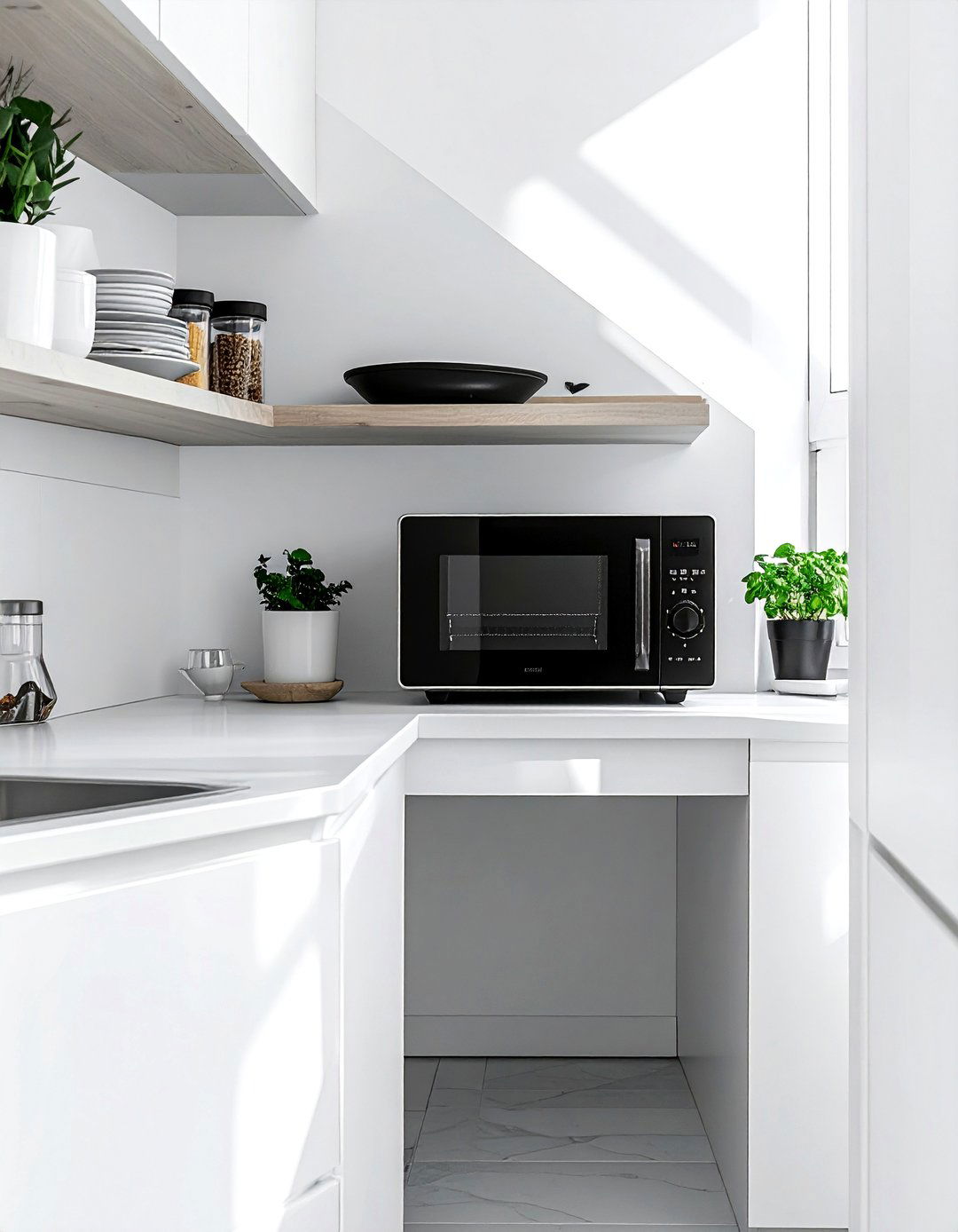 Microwave in small apartment kitchen - 30 countertop microwave kitchen ideas