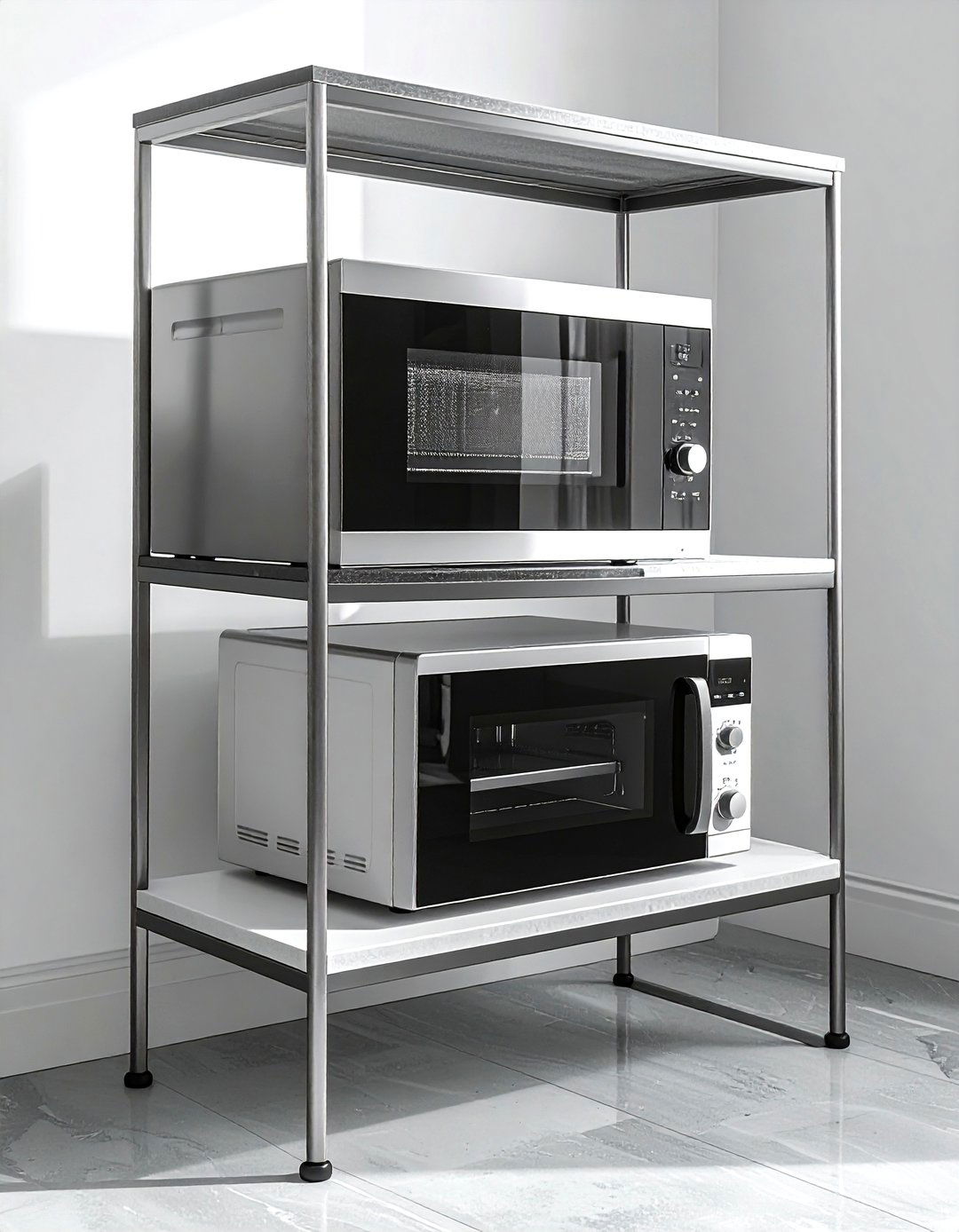Microwave on tiered stand - 30 countertop microwave kitchen ideas