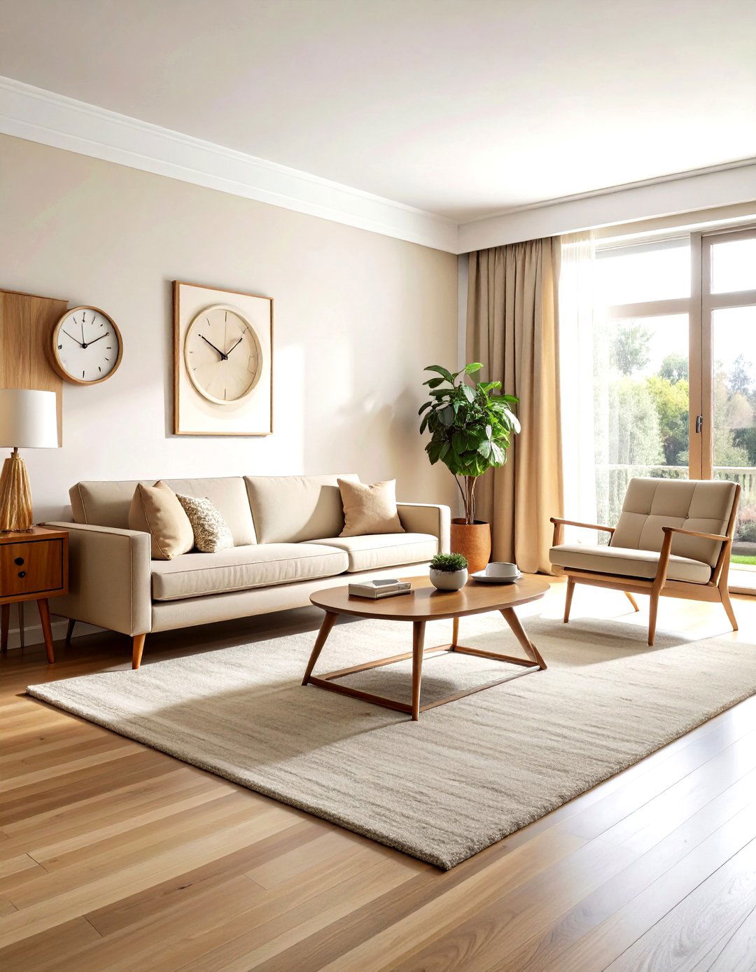 Mid Century Beige Living Room - 30 minimalist beige living room ideas