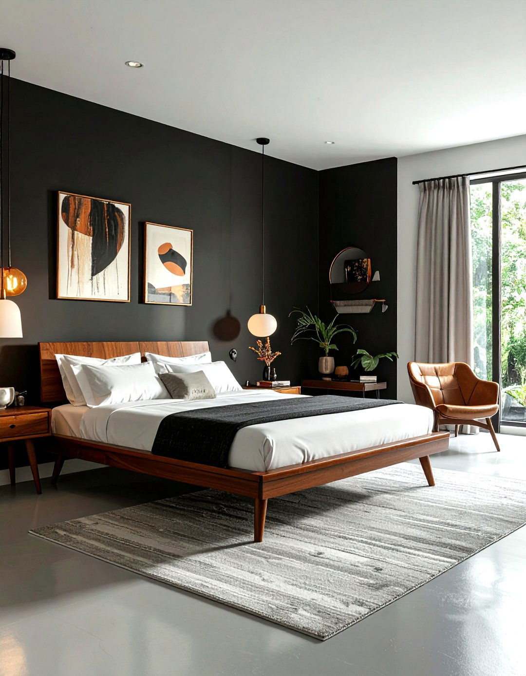 Mid Century Black Bedroom - 30 dark black bedroom ideas
