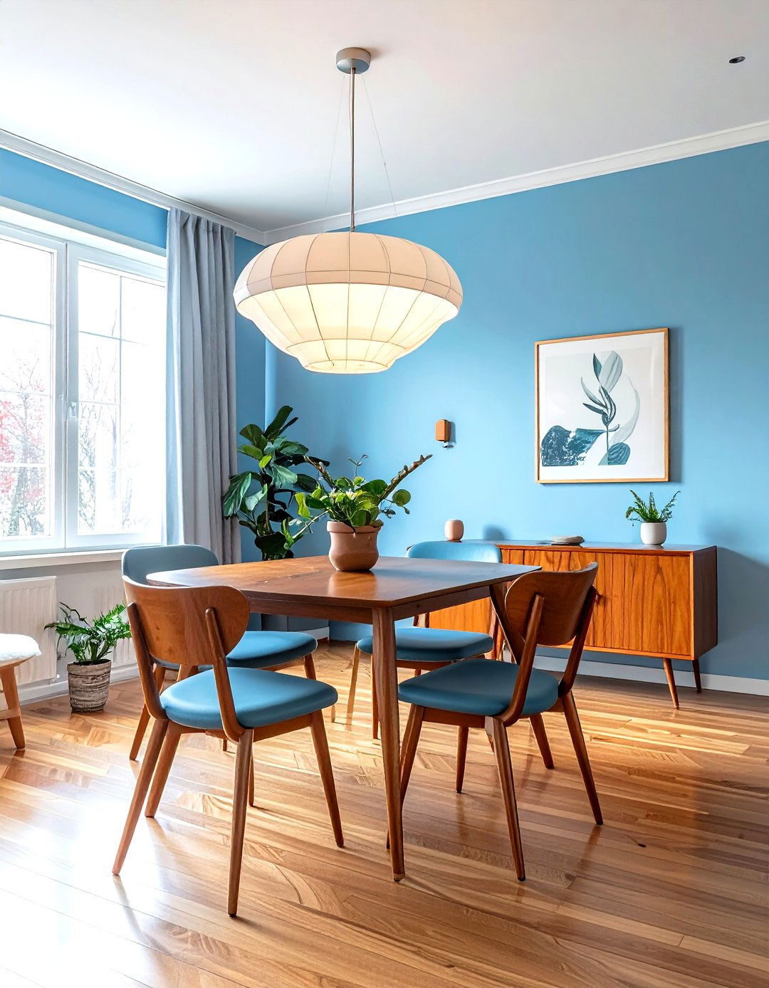 Mid Century Blue Dining Room - 30 light blue dining room ideas