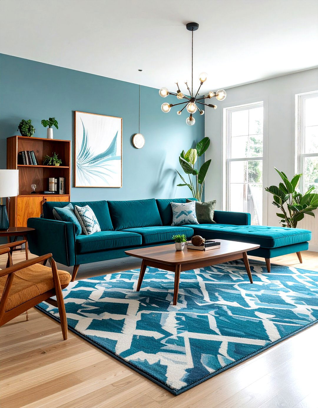 Mid Century Blue Living Room - 30 blue living room design ideas