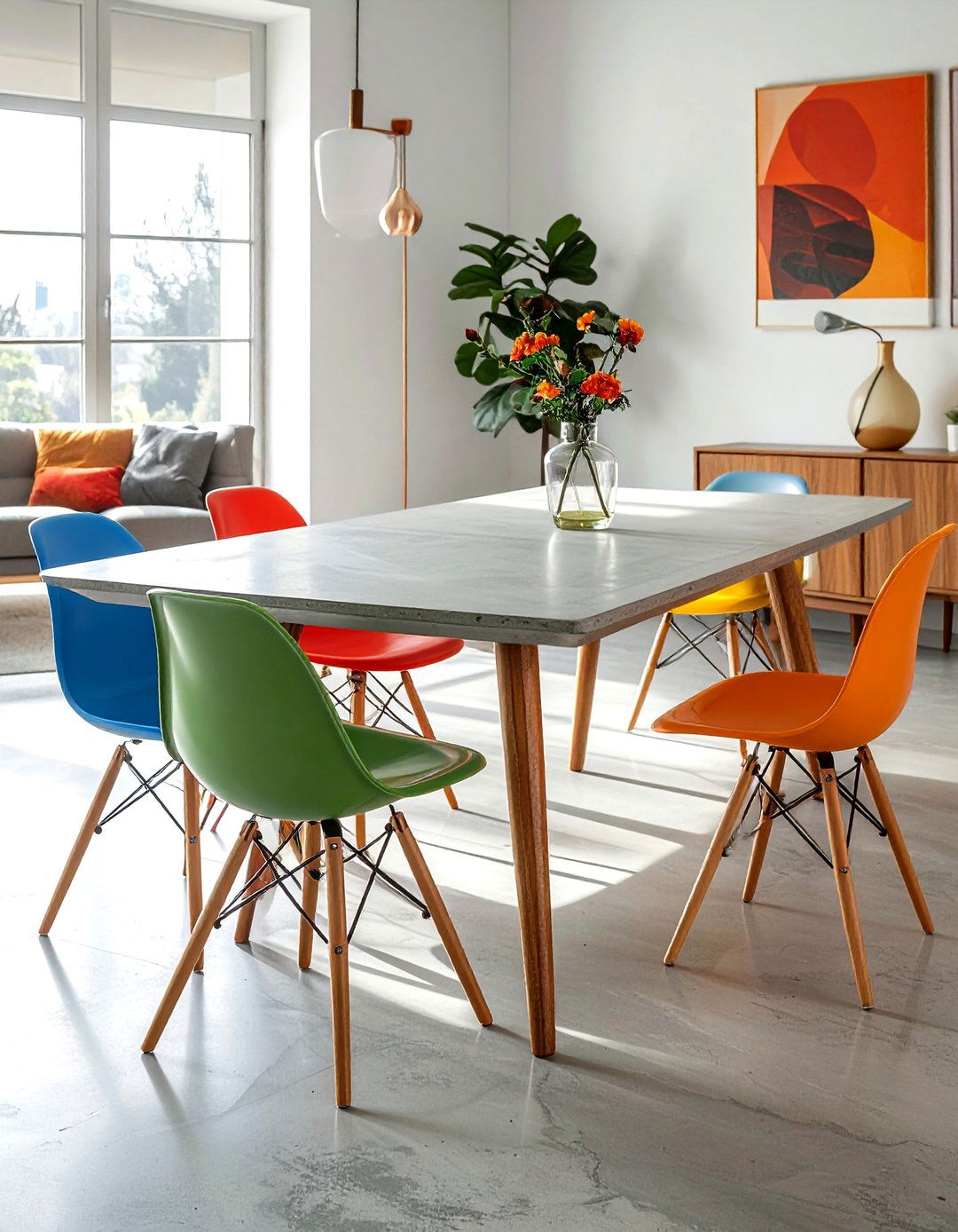 Mid Century Concrete Table - 30 concrete dining table ideas