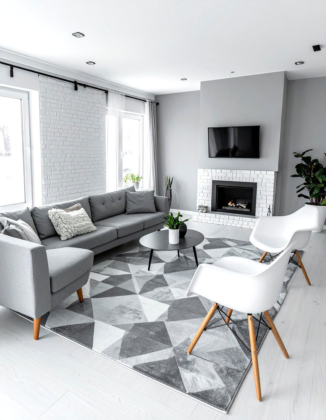 Mid Century Grey And White Living Room - 30 grey and white living room ideas