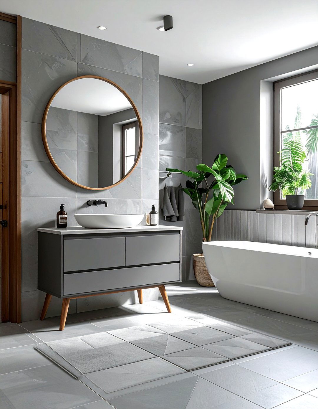 Mid Century Grey Bathroom - 30 grey bathroom design ideas