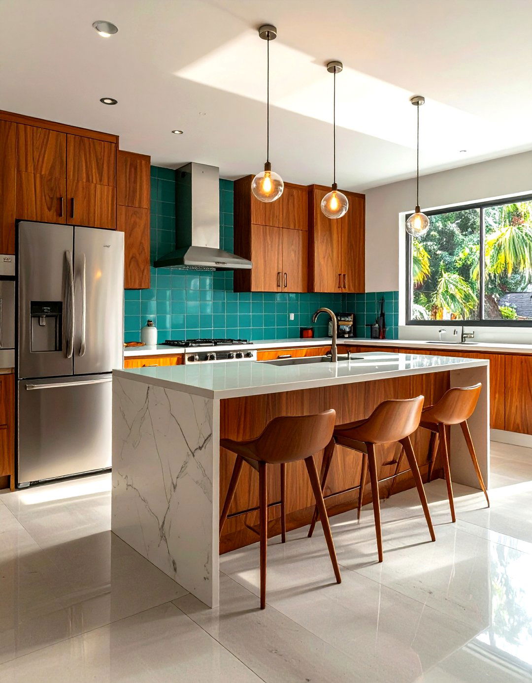 Mid Century Kitchen With LG Top Mount Fridge - 30 LG kitchen ideas