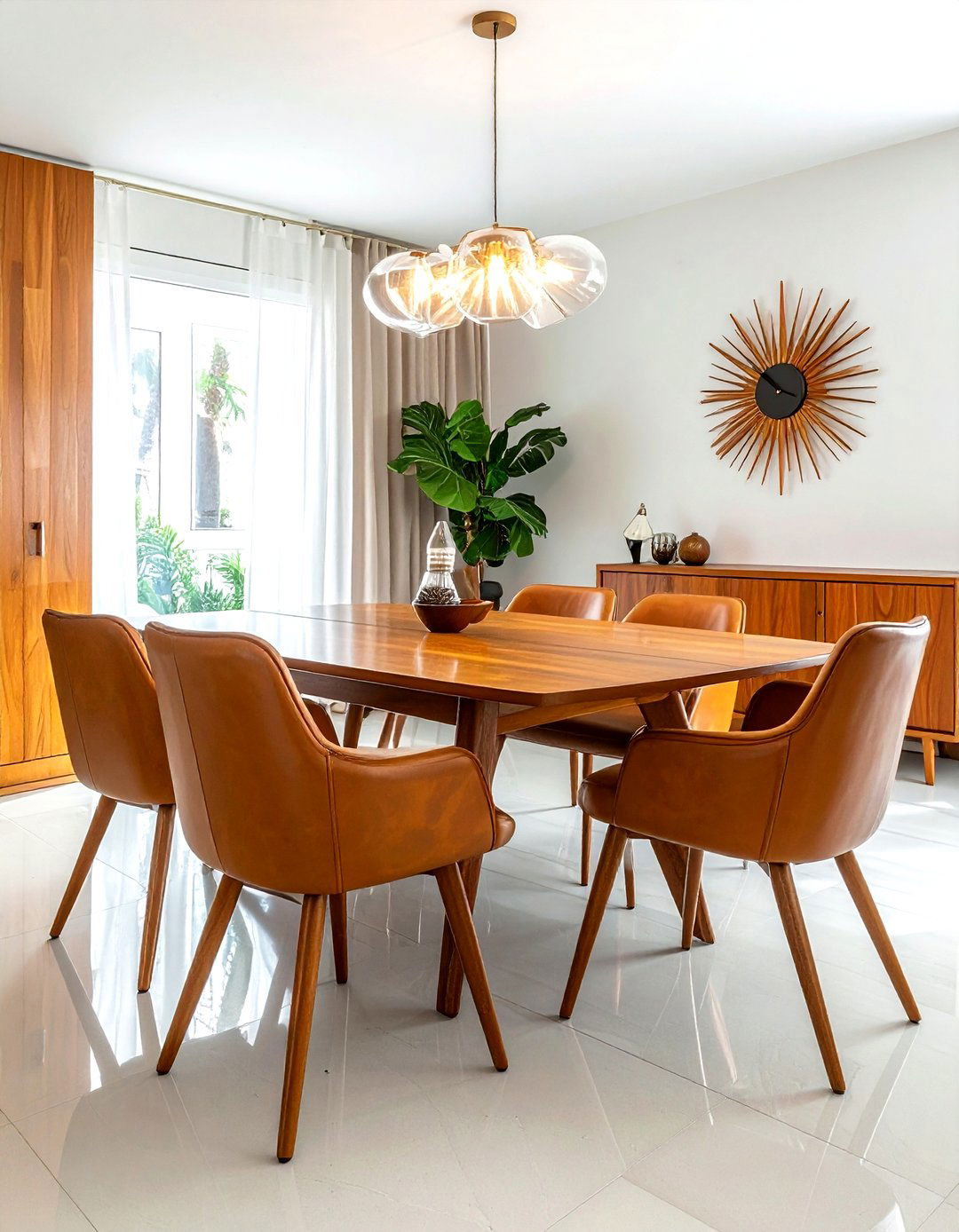 Mid Century Leather Dining - 30 leather dining room ideas