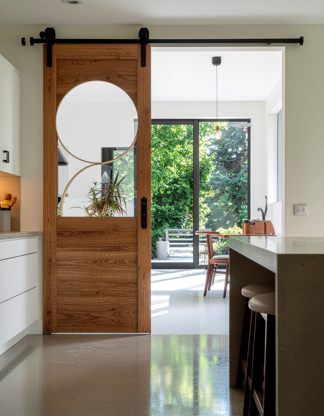 Mid Century Modern Barn Door - 30 kitchen barn door ideas