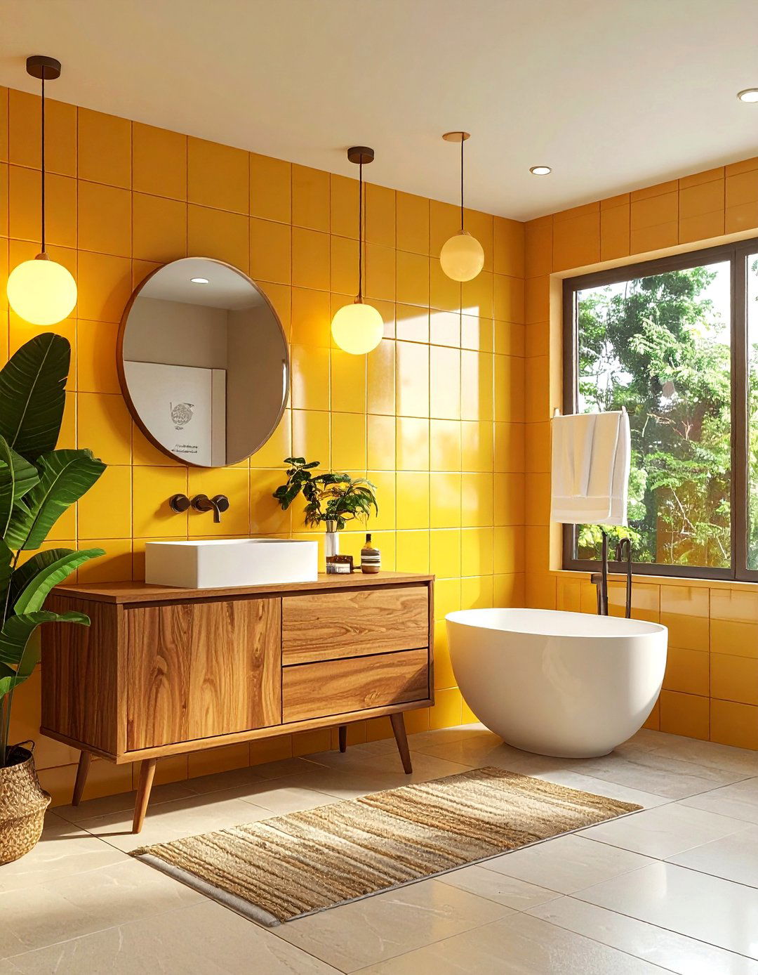 Mid Century Modern Bathroom - 30 warm tone bathroom ideas