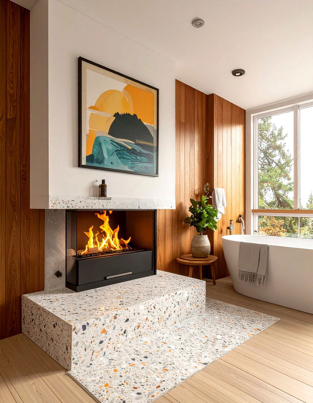Mid Century Modern Bathroom Fireplace - 30 bathroom with fireplace ideas