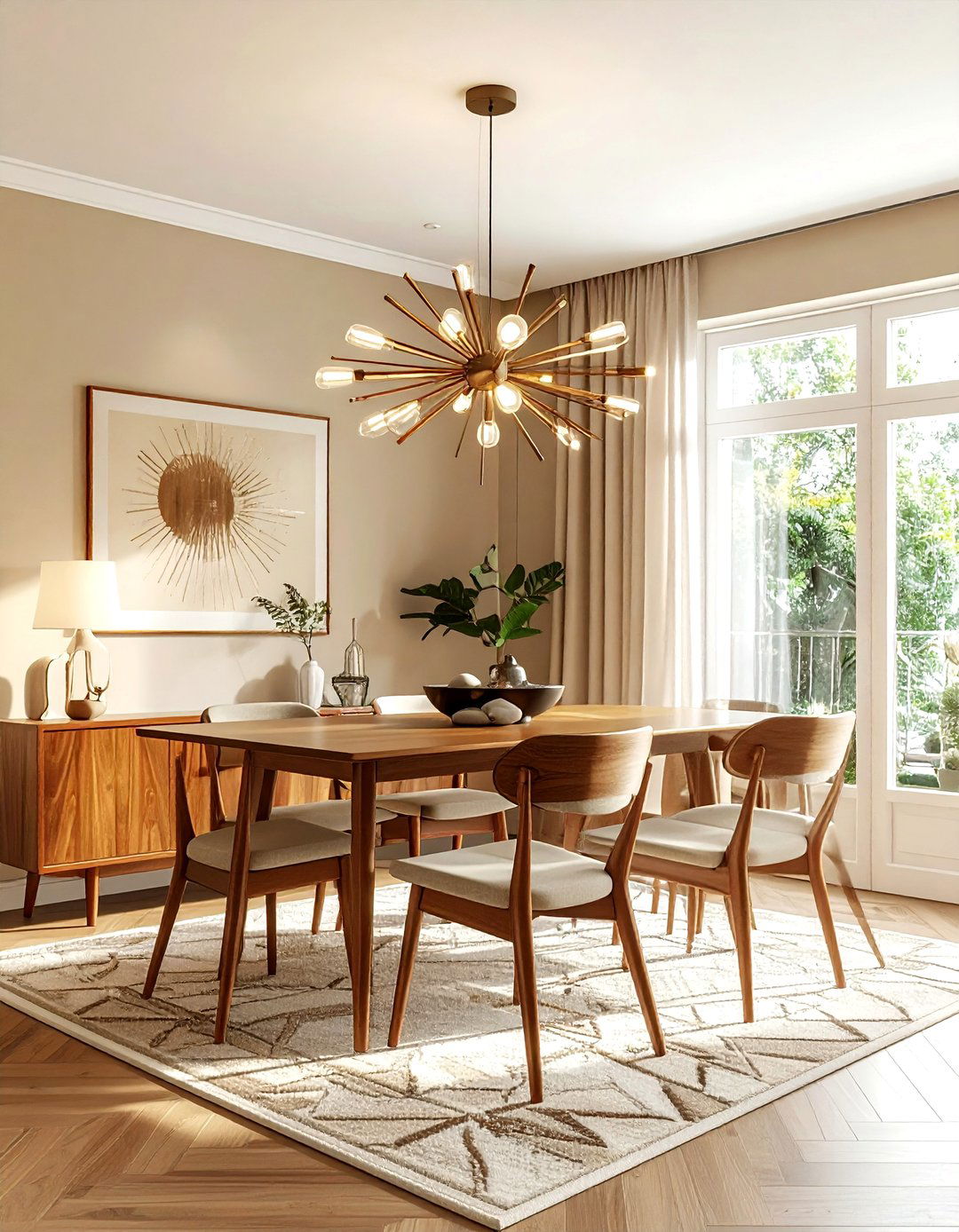 Mid Century Modern Beige Dining Room - 30 beige dining room design ideas
