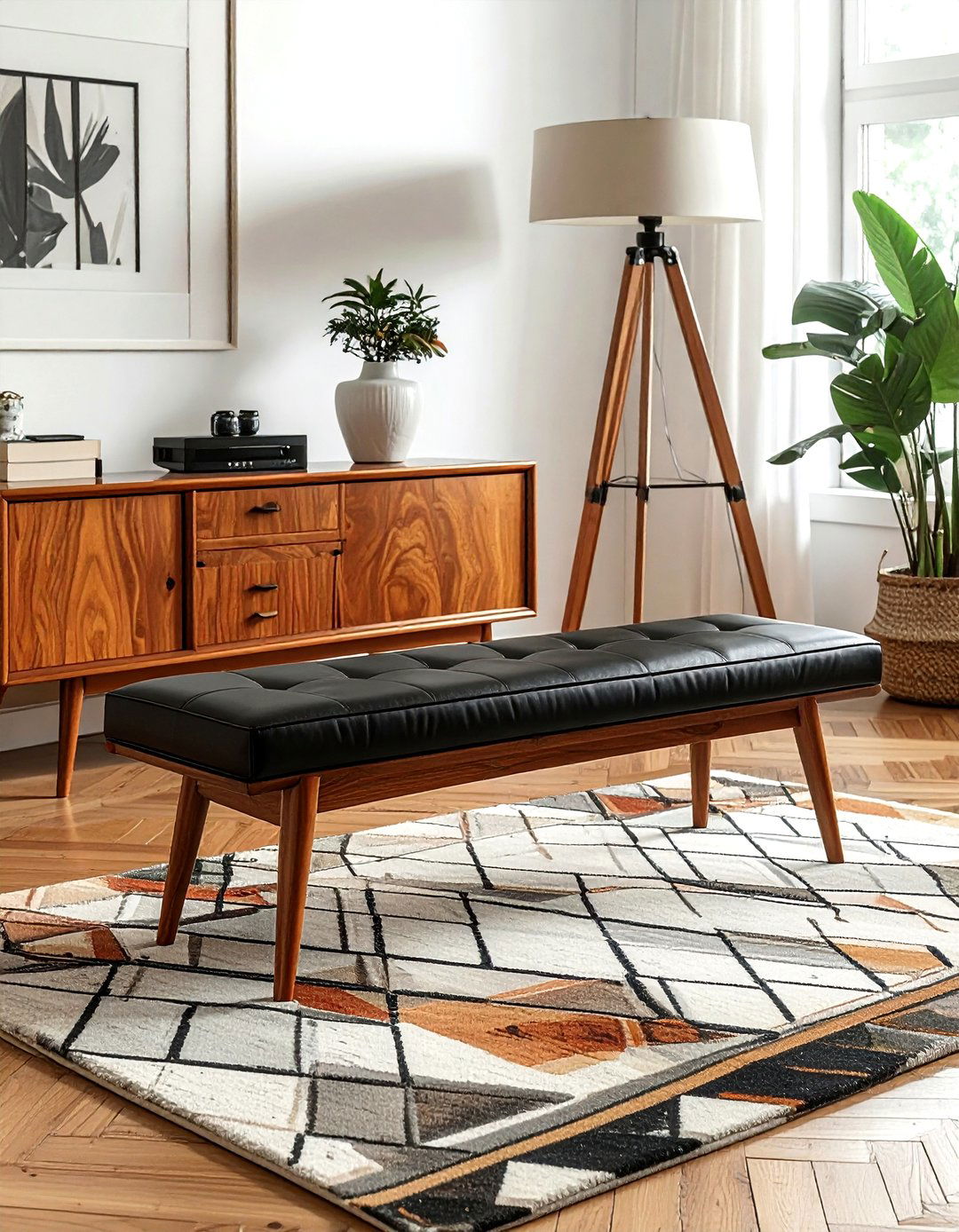 Mid Century Modern Bench - 30 living room benches