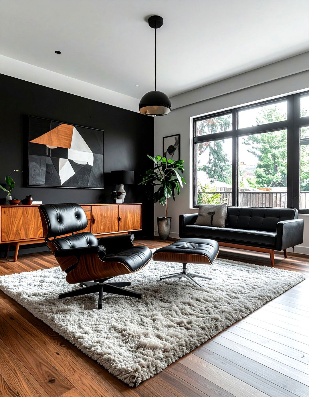 Mid Century Modern Black - 30 dark black living room ideas