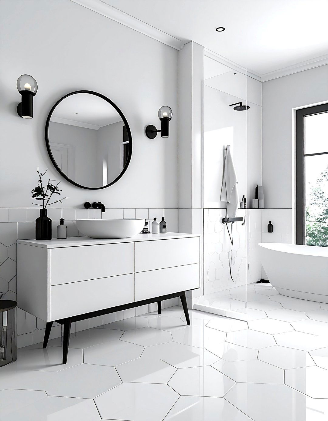 Mid Century Modern Black And White Bathroom - 30 white and black bathroom ideas