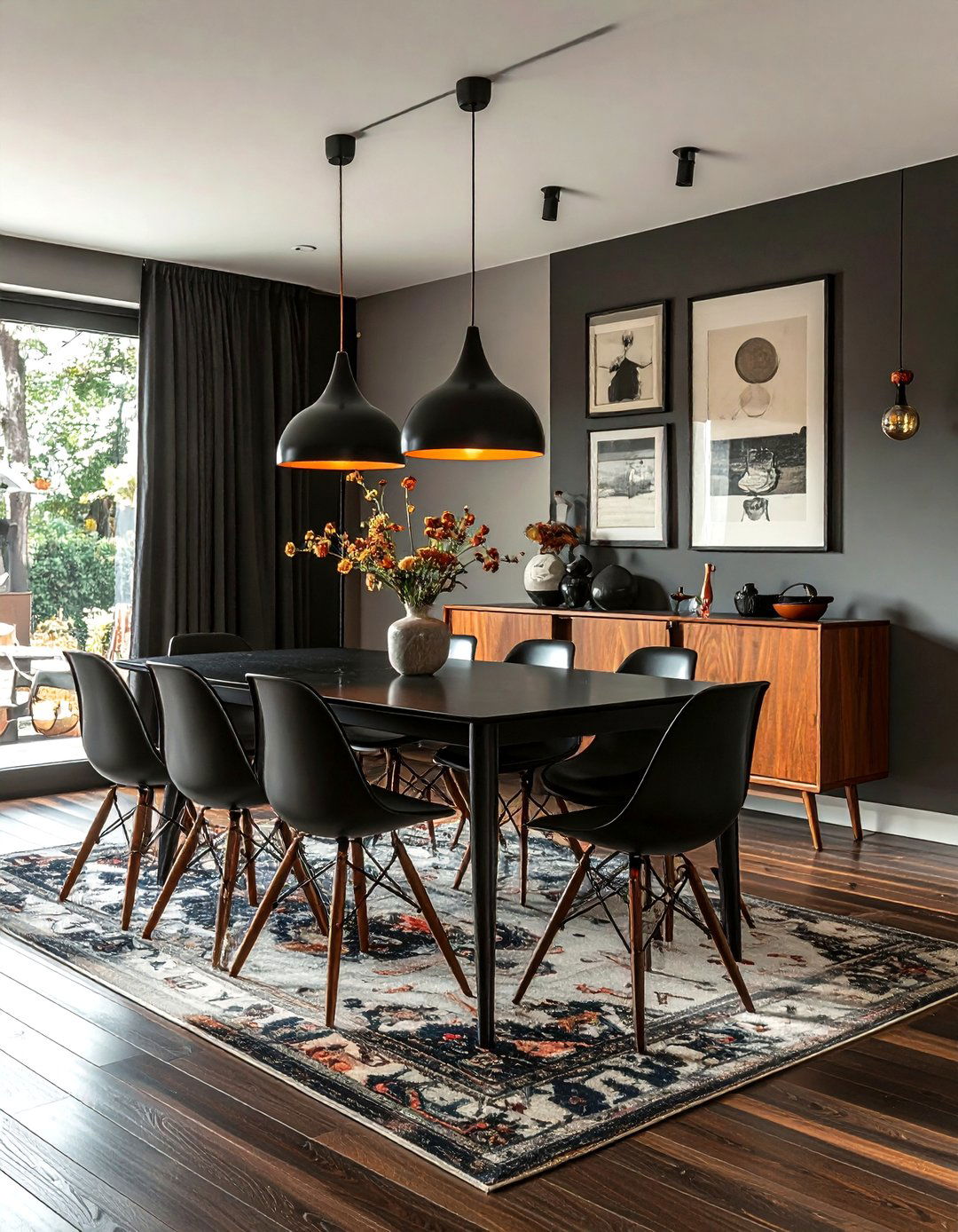 Mid Century Modern Black Dining Room - 30 black dining room ideas