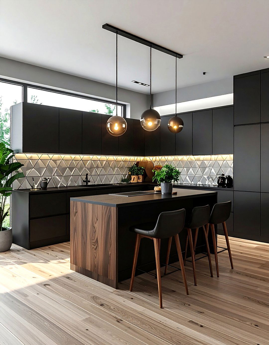 Mid Century Modern Black Kitchen - 30 black kitchen furniture ideas