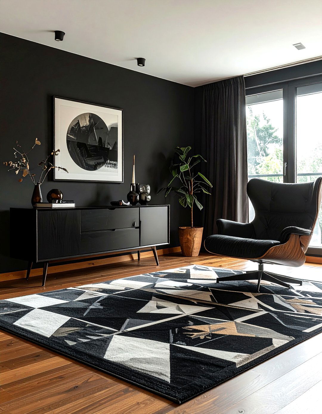 Mid Century Modern Black Living Room - 30 black living room furniture ideas
