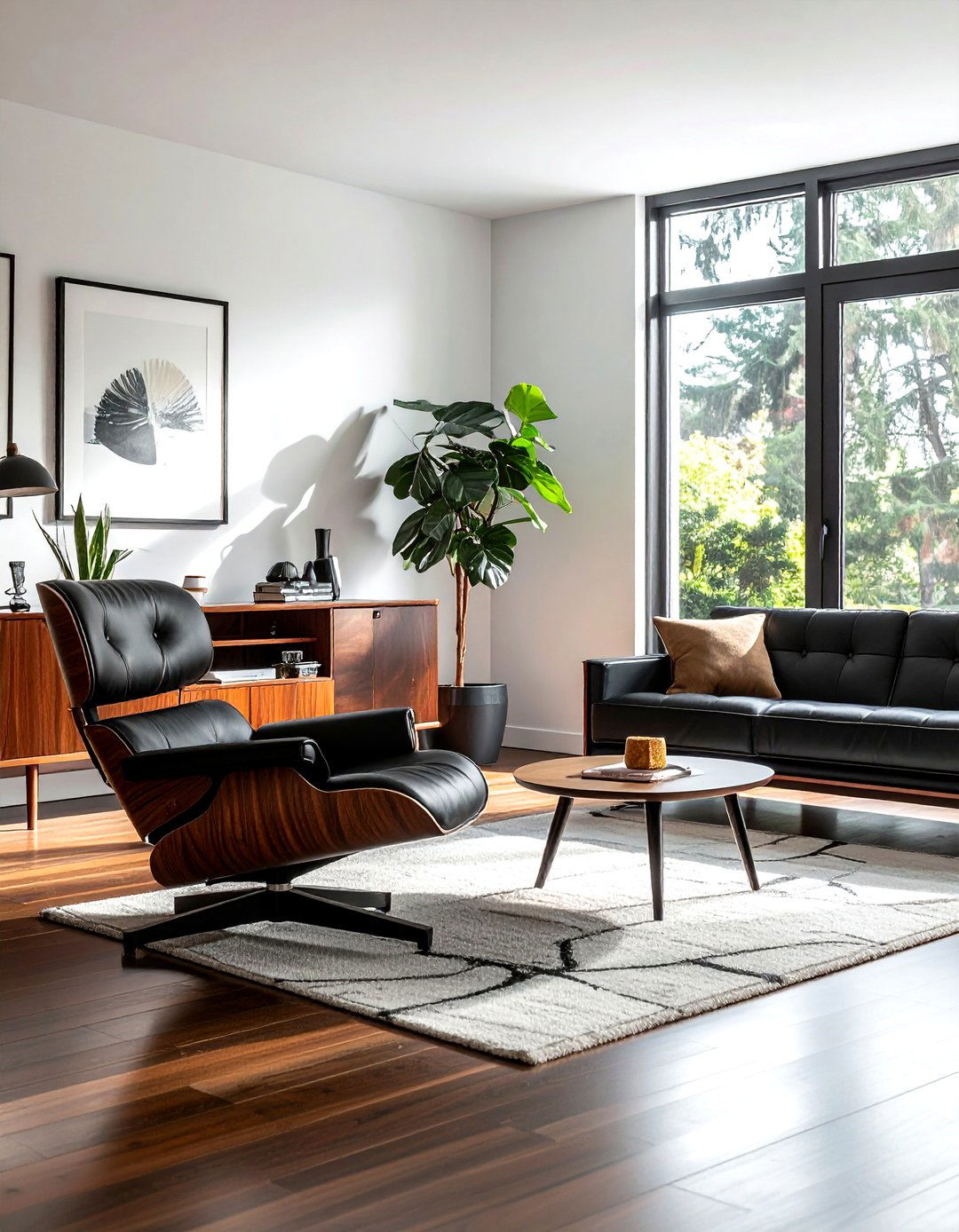 Mid Century Modern Black - 30 black living room ideas