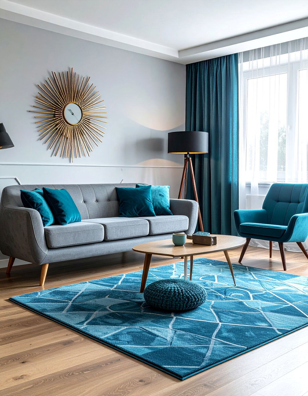 Mid Century Modern Blue And Gray Living Room - 30 blue and gray living room ideas