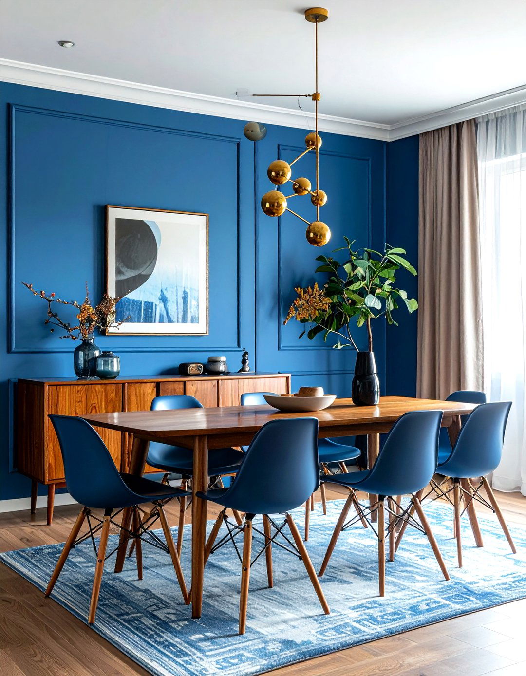Mid Century Modern Blue Dining Room - 30 cool blue dining room ideas