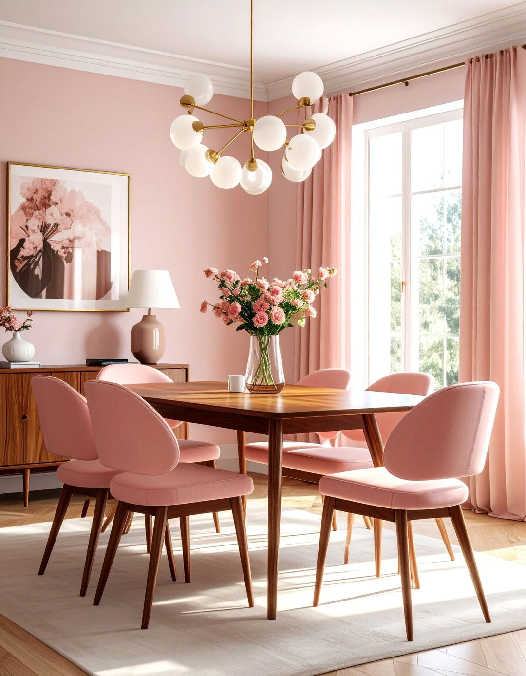 Mid Century Modern Blush Dining Room - 30 blush dining room ideas