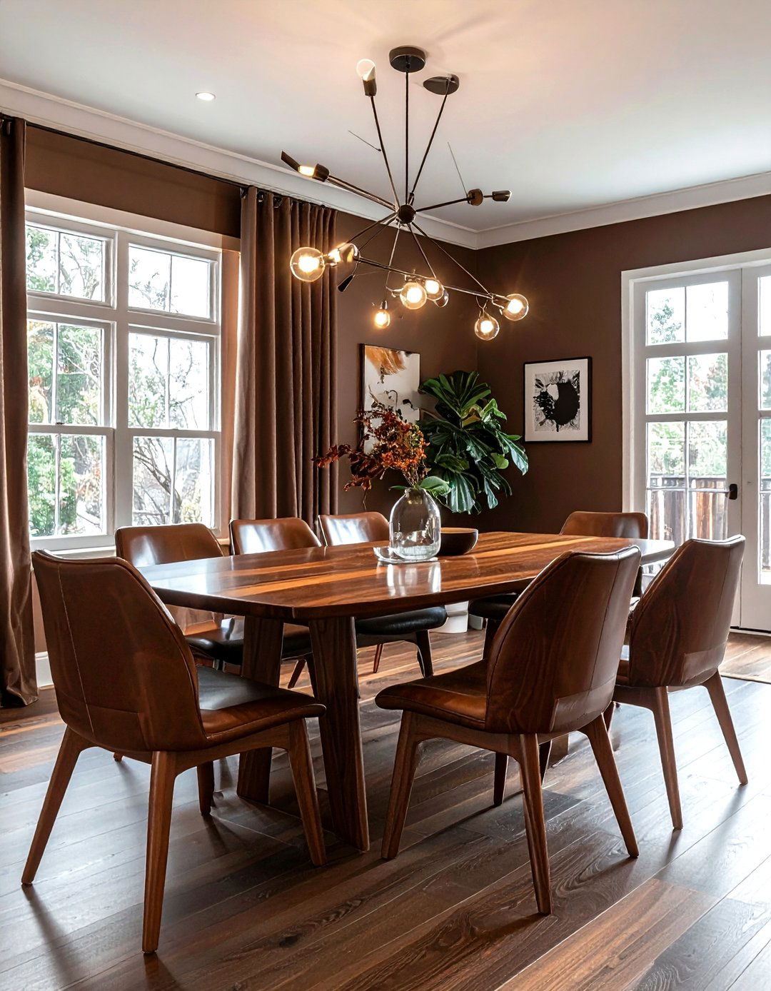 Mid Century Modern Brown Dining Room - 30 chocolate dining room ideas