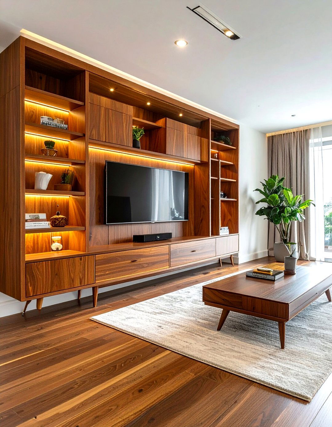 Mid Century Modern Built In Media Unit - 30 living room built-in entertainment center