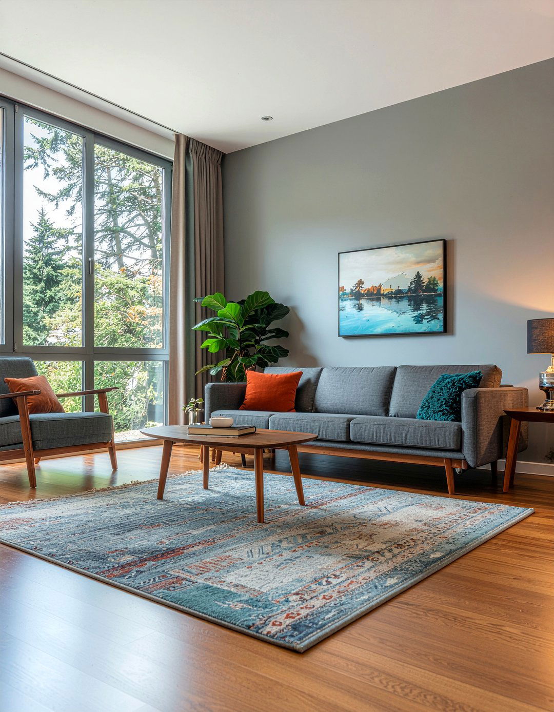 Mid Century Modern Charcoal Room - 30 charcoal living room ideas