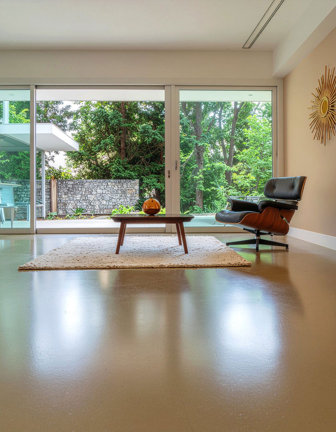 Mid Century Modern Concrete Floor - 30 living room concrete floors