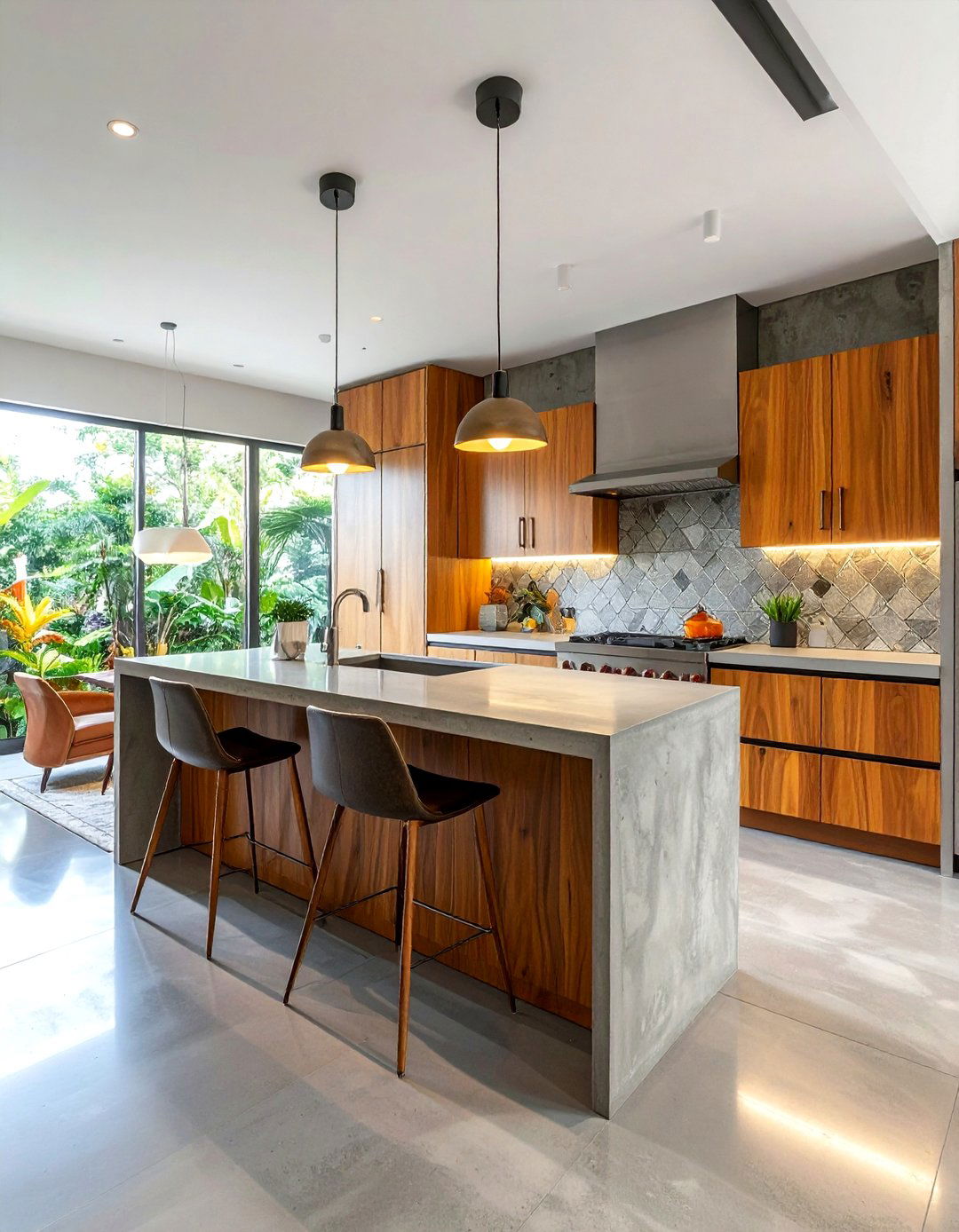 Mid Century Modern Concrete Kitchen - 30 concrete countertop kitchen ideas