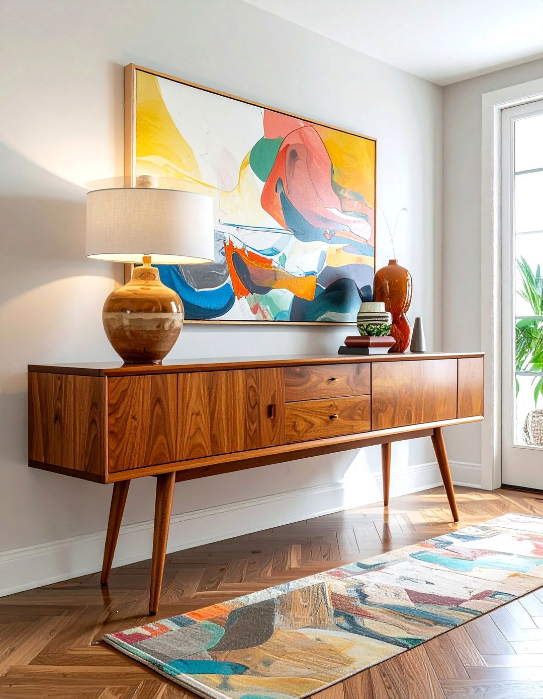 Mid Century Modern Console - 30 living room hallway table ideas
