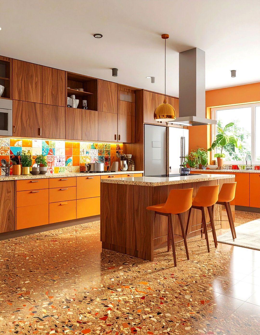 Mid Century Modern Cork Kitchen - 30 cork floor kitchen ideas