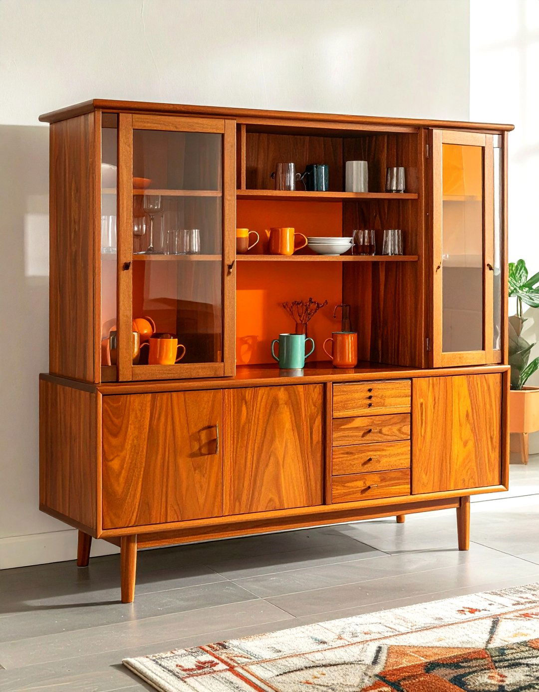 Mid Century Modern Corner Hutch - 30 dining room corner shelving ideas