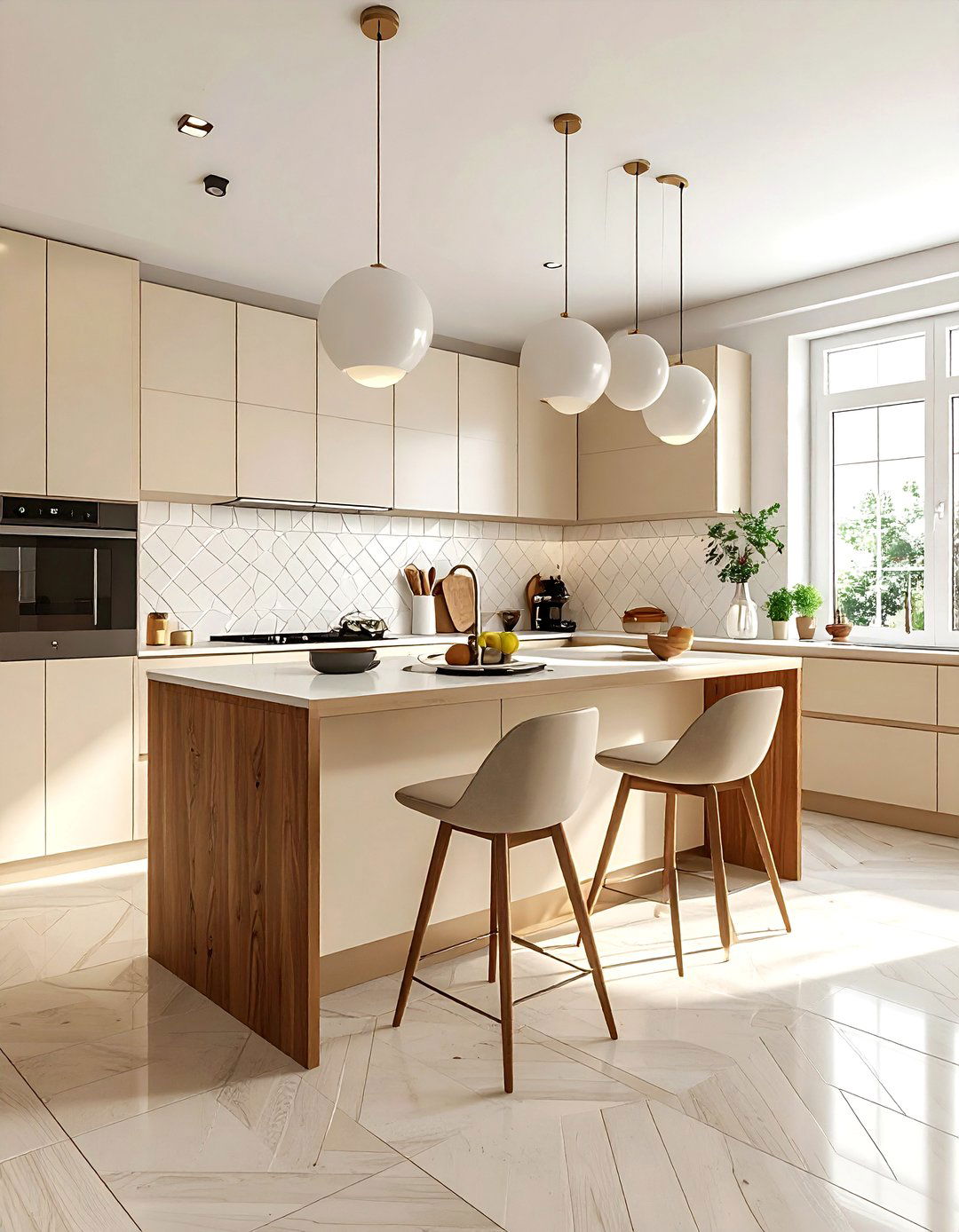 Mid Century Modern Cream Kitchen White Backsplash - 30 cream and white kitchen ideas