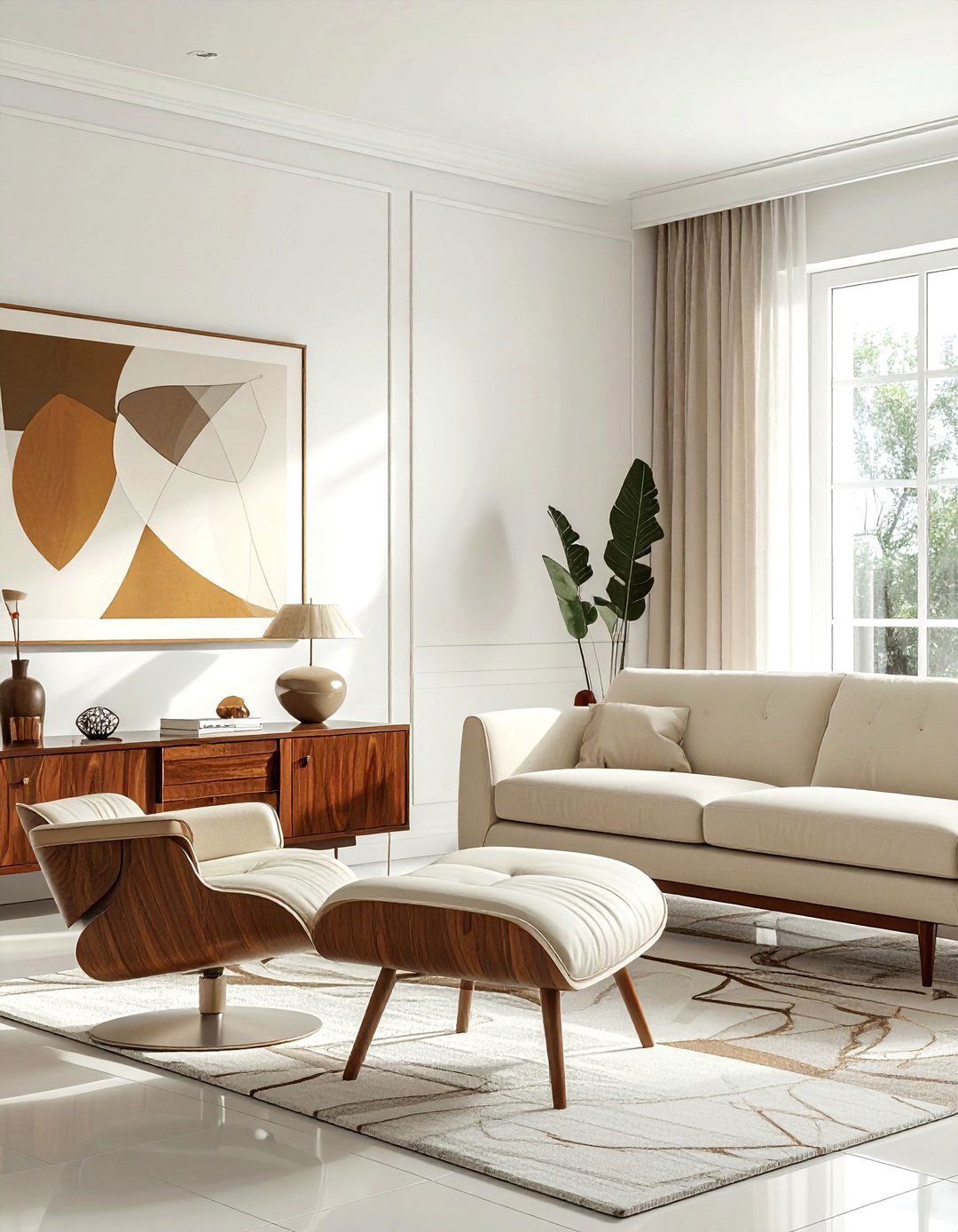 Mid Century Modern Cream Living Room - 30 contemporary cream living room ideas