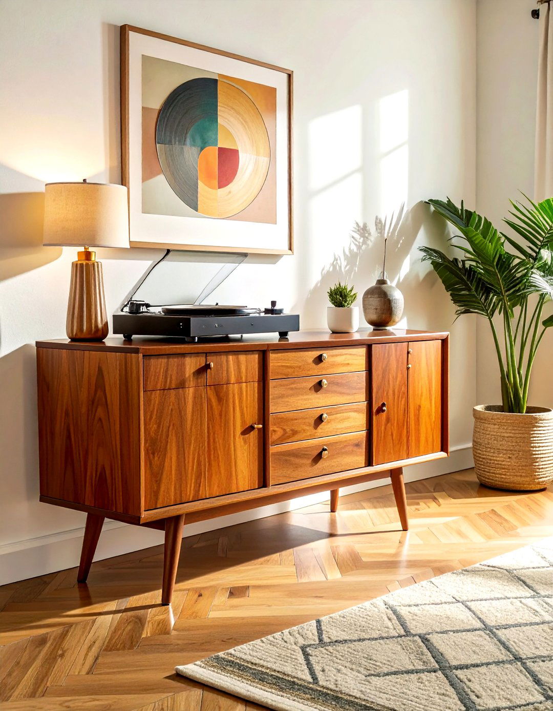 Mid Century Modern Credenza - 30 living room cabinet storage ideas