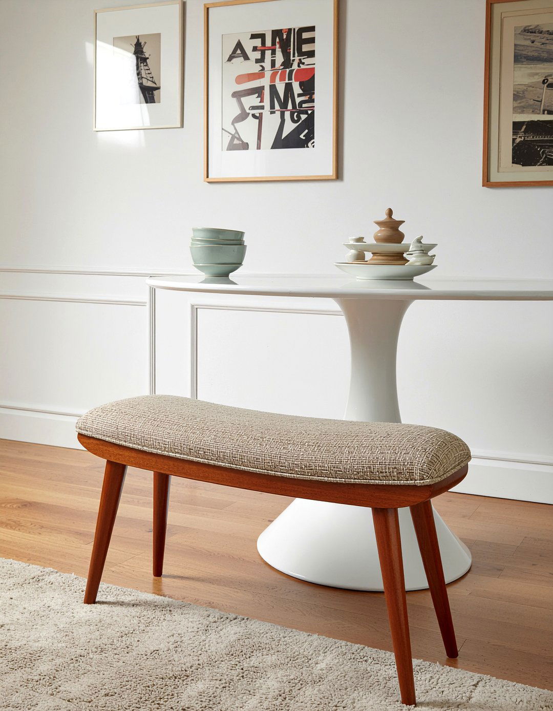 Mid Century Modern Curved Dining Bench - 30 curved dining bench ideas