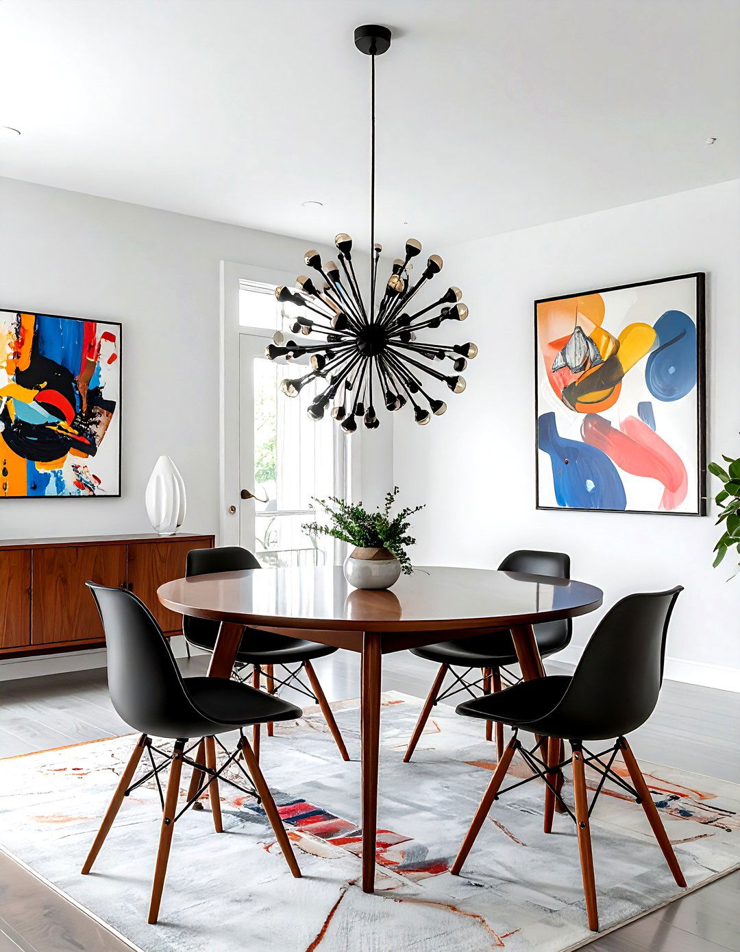 Mid Century Modern Dining - 30 black chandelier dining room ideas