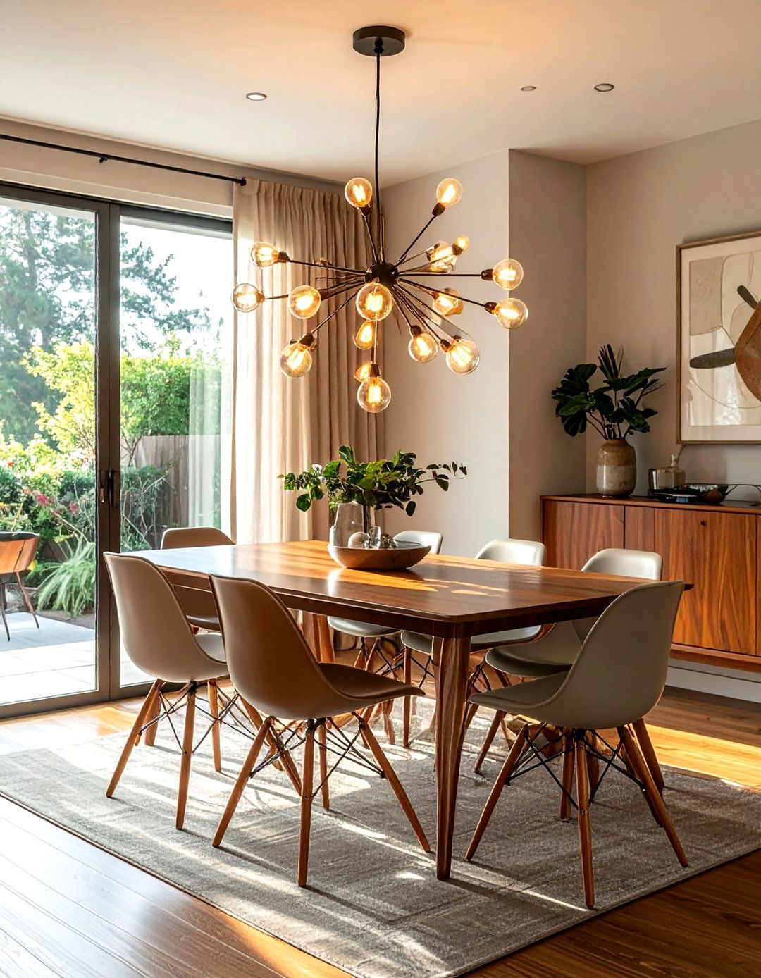 Mid Century Modern Dining Room - 30 sputnik chandelier dining room ideas
