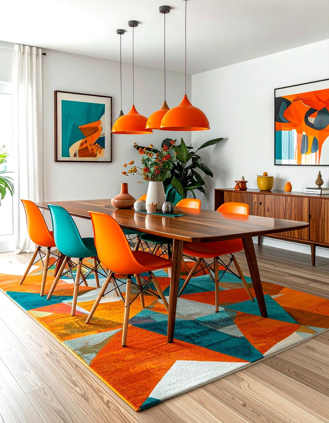Mid Century Modern Dining Setup - 30 dining room floor plan ideas