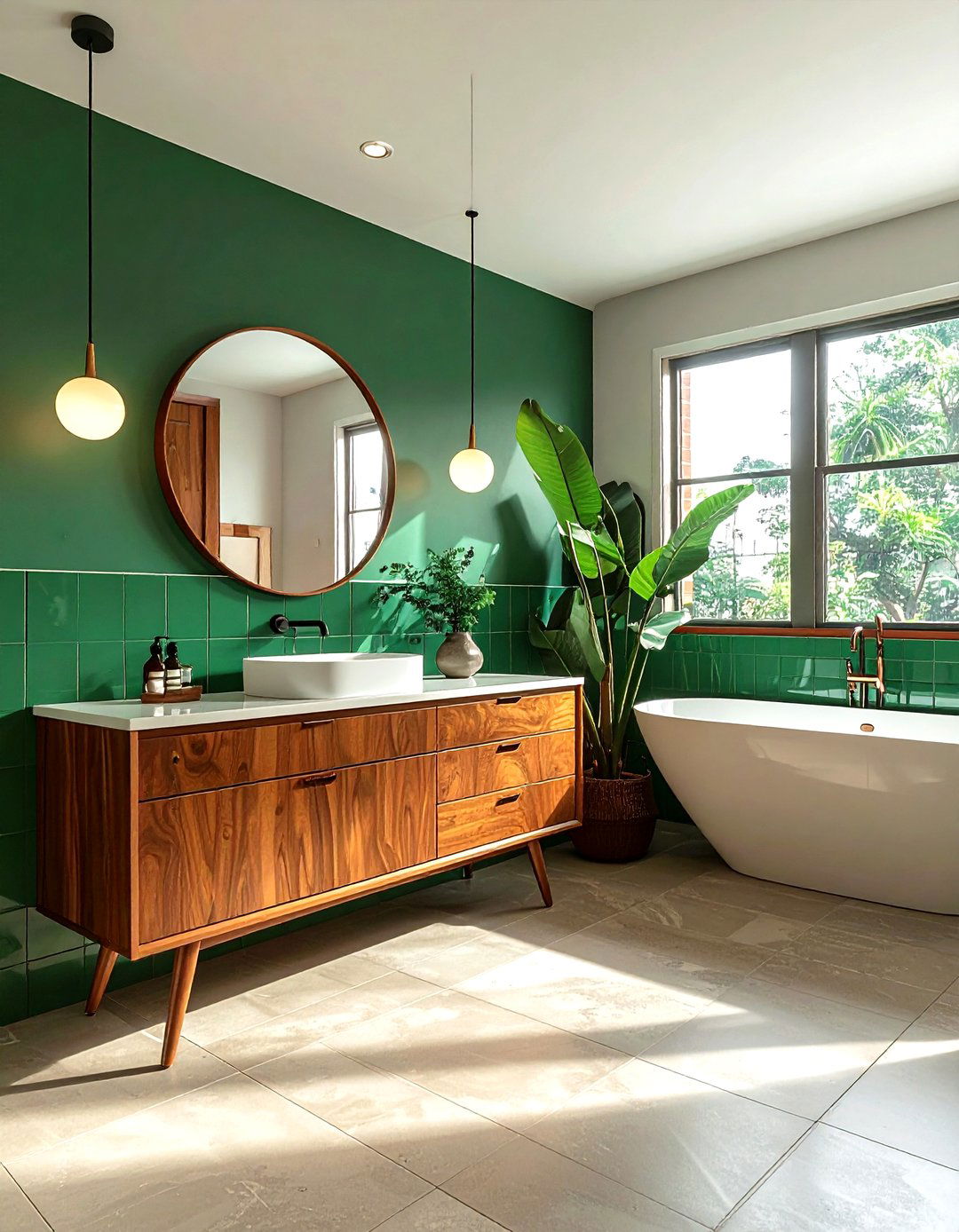 Mid Century Modern Emerald Bathroom - 30 emerald and white bathroom ideas